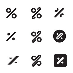 Set of percent icons. 