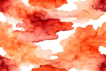 Fototapeta premium A blend from light orange to deep red watercolor on white background, AI Generated