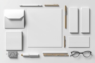 Realistic blank stationery set mockup isolated created with generative ai