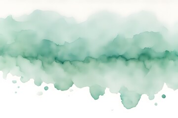 Obraz premium A gradient from pale teal to mint green watercolor on white background, Ai Generated
