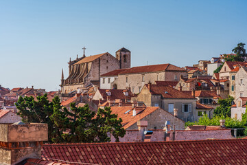 View of rooftops of Dubrovnik historic Old City, Croatia