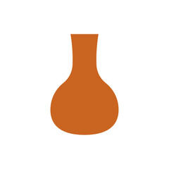 A simple, stylized terracotta vase silhouette against a clean white background conveying artistry