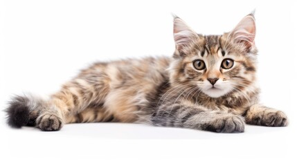 Obraz premium Isolated cat lounging on a white background