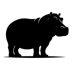 Fototapeta premium hippo silhouette, hippo silhouette on white background
