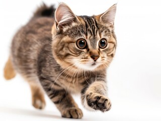 Obraz premium Cat in motion against a white background