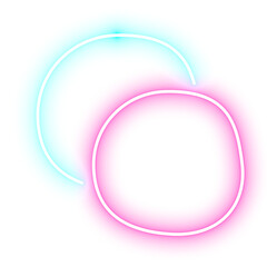 Glow neon geometric shape retro style 90s on transparent background.