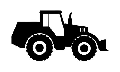 Wheel loader silhouette isolated on white background