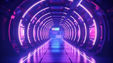 Obraz premium Neon Futuristic Tunnel
