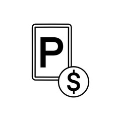 paid parking icon, private car park, flat symbol - editable stroke vector illustration