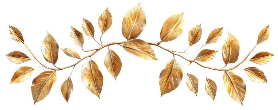 Elegant golden leaves arranged in a decorative pattern, perfect for enhancing your design with a touch of nature and luxury.