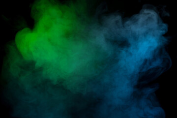 Blue and yellow steam on a black background.