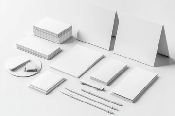 Realistic blank stationery set mockup isolated created with generative ai
