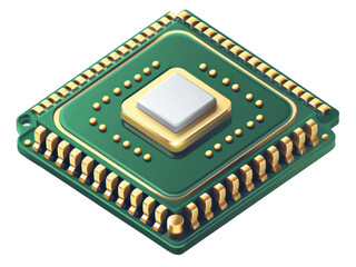 A detailed illustration of a microchip, showcasing its intricate design and electronic components for technology enthusiasts.