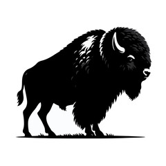  American bison silhouette,  American bison black silhouette icon.