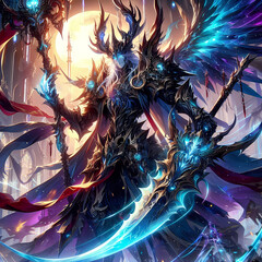 robot, warrior, woman, knight, soldier, fantasy, war, statue, cyborg, sword, 3d, illustration, future, armor, futuristic, armour, art, vector, medieval, metal, science, cartoon, helmet, technology, al