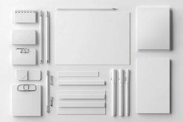 Realistic blank stationery set mockup isolated created with generative ai