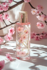 Mockup bouteille de parfum avec des fleurs