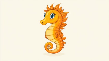 Fototapeta premium Cute Cartoon Seahorse Illustration