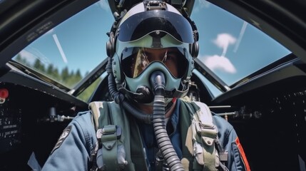 Fototapeta premium Pilot in the Cockpit of a Fighter Jet