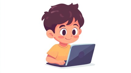 Young Boy Using Laptop