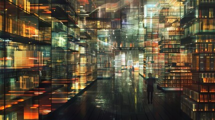 Virtual Library with Digital Bookshelves Featuring E-books, Journals, and Research Papers Interface