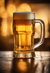 glass of beer on a wooden table
