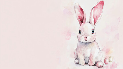 Obraz premium A watercolor Easter napkin ring with a bunny shape on a plain white background