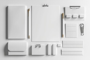 Realistic blank stationery set mockup isolated created with generative ai