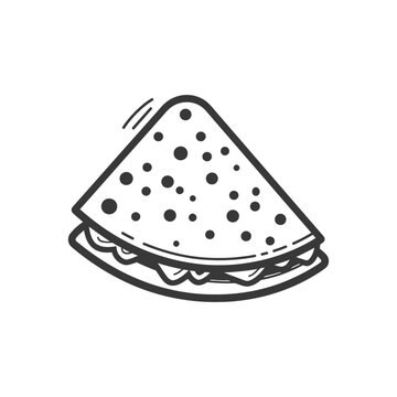 recommend clip art: Hand Drawn Black and White Outline of a Quesadilla