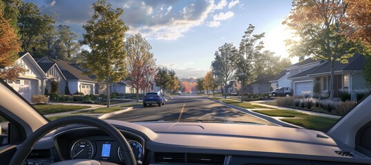 Learner Practicing Driving Maneuvers in Quiet Suburban Neighborhood for Safety and Precision