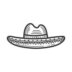 Hand Drawn Illustration of a Traditional Mexican Sombrero