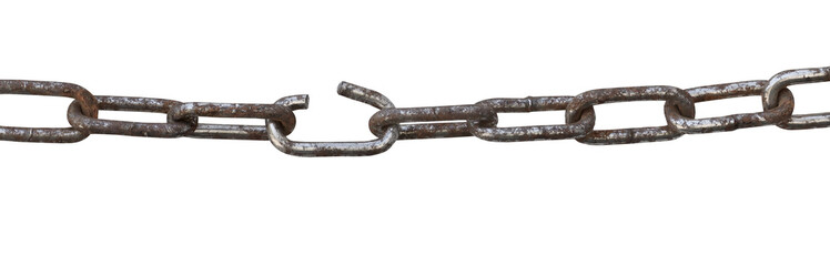 Fototapeta premium old rusty broken chain on transparent background