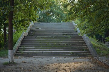 Steps of a staircase leading up in the national park