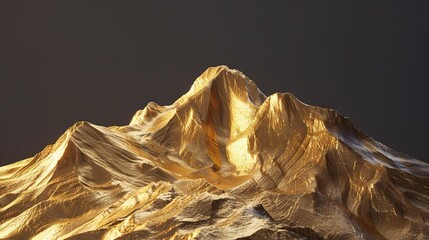   A golden mountain with a dark sky in its background is shown in this close-up image Additionally, a plane can be seen flying in the sky