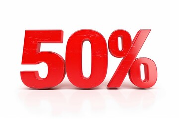 Red 50% Discount Sign.