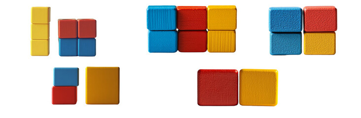Fototapeta premium Colorful Building Blocks isolated cut out PNG on transparent