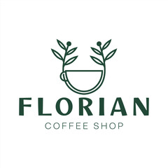 garden cafe minimalist logo design