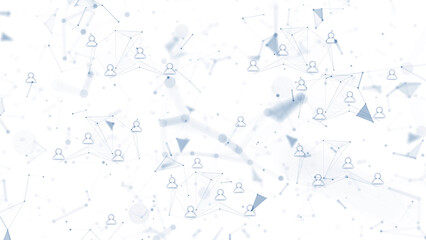 Person icons connection network, isolated on white. Concept people and business illustration.	
