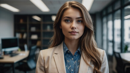 Fototapeta premium portrait of a business woman, blurred office background