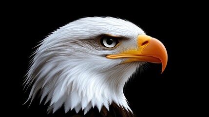 A powerful black eagle head with piercing red eyes, artistically rendered in a symmetrical design with strong contrasts on a black background.