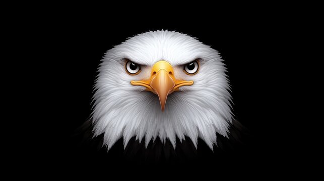 A powerful black eagle head with piercing red eyes, artistically rendered in a symmetrical design with strong contrasts on a black background.