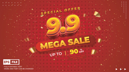 Limited time only special offer 9.9 mega sale up to 90% off sale advertising poster template design 