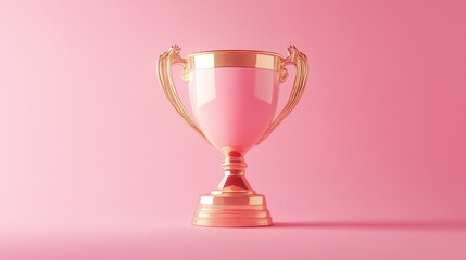 Fototapeta premium Winner trophy, pink gold champion trophy. Ai generation