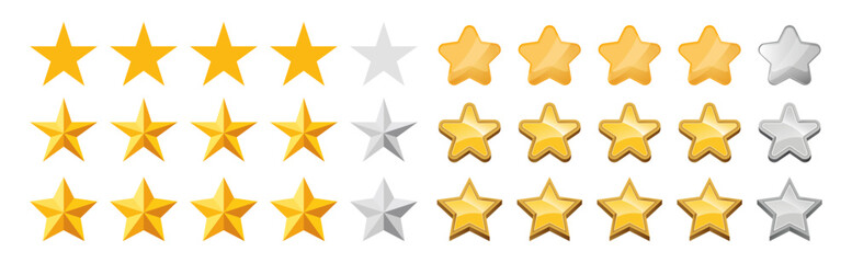 Fototapeta premium five gold stars isolated on a white. Ranking concept for various places