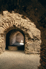 Naklejka premium Durres,Albania, August 7,2024:inside the amphitheater of the city of Durres, the largest Roman amphitheater in the Balkans