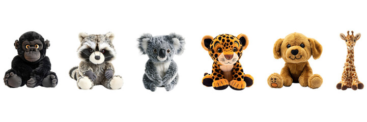 Set of cute toy front view isolated on a transparent background