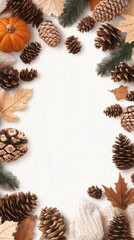 A vibrant autumnal arrangement showcases pumpkins, leaves, and a sweater on a white wooden surface, perfect for seasonal inspiration and decoration ideas