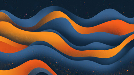Abstract Wavy Pattern with Orange and Blue Hues and Speckled Background