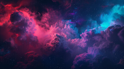 Fototapeta premium Abstract Cosmic Landscape with Pink and Blue Nebulae