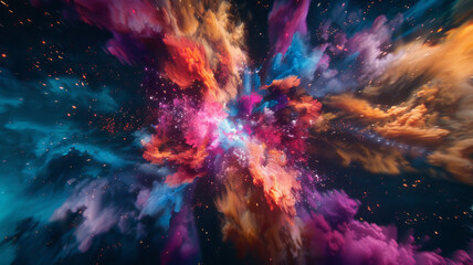 Abstract Cosmic Nebula with Swirling Colors and Glowing Stars